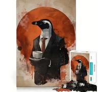 Puzzle vintage Penguin Coffee da 1000 pezzi per ragazzi, ideale per migliorare la memoria, rilassante e divertente, con design elegante da assemblare (50x75cm)