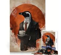 Puzzle vintage Penguin Coffee per adulti da 1000 pezzi, giocattolo rilassante per alleviare l'ansia, con bordi precisi, regalo premuroso (38x26cm)