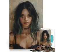 Puzzle vintage "Ragazza Goth" da 1000 pezzi,divertente per allenare la mente,con componenti robusti e ben definiti,ideale per rilassarsi in casa (38x52cm)