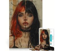 Puzzle vintage "Ragazza Goth" da 1000 pezzi,gioco creativo con componenti robusti e ben definiti,ideale da portare in viaggio,gioco per allenare la mente (38x26cm)