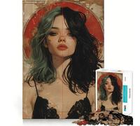 Puzzle vintage "Ragazza Goth" da 1000 pezzi,gioco creativo con componenti robusti e ben definiti,ideale da portare in viaggio,gioco per allenare la mente (38x26cm)