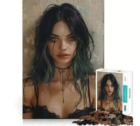 Puzzle vintage "Ragazza Goth" da 1000 pezzi,gioco di concentrazione mentale,tagli di precisione,bordi lisci,attività rilassante per serate tranquille (50x75cm)