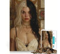 Puzzle vintage "Ragazza Goth" da 1000 pezzi per adolescenti,stimolante per la mente,divertimento senza spazi vuoti,incastro perfetto,piacevole svago per interni accoglienti (50x75cm)
