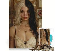 Puzzle vintage "Ragazza Gotica" da 1000 pezzi,gioco di abilità mentale,incastro stabile,parti che non si spostano,passatempo divertente per i lunghi weekend (38x52cm)