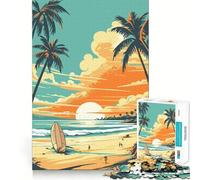 Puzzle vintage retrò a forma di tavola da surf, 1000 pezzi, per ragazzi, gioco di logica, attività per la casa, bordi trasparenti, regalo prezioso 50x75cm