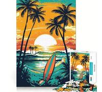 Puzzle vintage retrò a forma di tavola da surf per adolescenti, 1000 pezzi, gioco cognitivo, hobby tranquillo, bordo premium, regalo di Natale 50x75cm