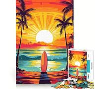 Puzzle vintage retrò a forma di tavola da surf per adolescenti, 1000 pezzi, puro gioco di logica, tranquillo, pulito, decorazione da parete 50x75cm