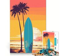 Puzzle vintage retrò a forma di tavola da surf per ragazzi, 1000 pezzi, ideale per migliorare la memoria, per il tempo libero a casa, con bordi precisi, 50x75cm