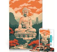 Puzzle vintage retrò con Buddha Art,1000 pezzi,gioco per adolescenti che stimola la concentrazione mentale,bordi lisci e tagliati con precisione,ideale come regalo di Natale (38x26cm)