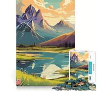 Puzzle vintage retrò con montagna, 1000 pezzi, per adulti, ideale per migliorare la memoria, alleviare l'ansia, assemblare e creare un regalo artistico (50x75cm)