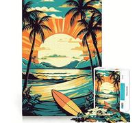 Puzzle vintage retrò da 1000 pezzi con tavola da surf per adolescenti, gioco intelligente e rilassante, assemblaggio di modelli, lista dei desideri di Babbo Natale 38x52cm