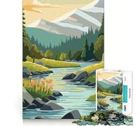 Puzzle vintage Retro Mountain da 1000 pezzi per ragazzi, gioco di logica e abilità, divertente e rilassante, con tagli precisi, (50x75cm)