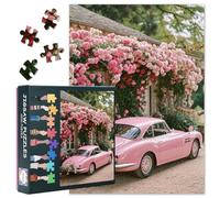 Puzzle vintage rosa per auto, 1000 pezzi, per adulti, romantici cottagecore arte con rose, 70 x 50 cm, puzzle sofisticato per donne (accessorio per la casa)
