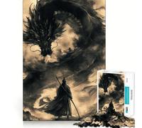 Puzzle vintage Samurai Dragon da 1000 pezzi per ragazzi, gioco di logica e di svago, bordi lisci, regalo di alta qualità (50x75cm)