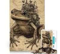 Puzzle Vintage Science Frog per adolescenti,1000 pezzi,gioco di memoria,chiusura ermetica,nessun pezzo che si stacca,ideale da portare in viaggio,gioco per allenare la mente,regalo (38x52cm)