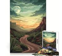 Puzzle vintage "Strada nel deserto al tramonto" da 1000 pezzi per adolescenti, stimolante per la mente, per una fuga rilassante, ad incastro perfetto, per un Natale gioioso (50x75cm)