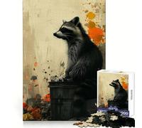 Puzzle Vintage Trash Raccoon da 1000 pezzi per adolescenti, gioco di logica stimolante per il relax, bordi chiari, sorpresa di compleanno 38x52cm