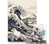 Puzzle Vintage Wave Off Kanagawa da 1000 pezzi,divertente da giocare,senza sbavature,con pezzi ben tagliati,portatile,ideale per i viaggi (38x26cm)