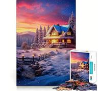 Puzzle Vintage Winter Lodge da 1000 pezzi per ragazzi, gioco di logica e divertimento rilassante con bordi lisci, idea regalo creativa 50x75cm