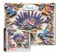 Puzzle viola con fiori di lavanda da 1000 pezzi, per adulti, bouquet di farfalle, foglie, piante, puzzle impegnativo per la famiglia o gli amici, gioco divertente e impegnativo gioco in famiglia sfida
