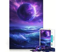 Puzzle viola Pianeta e Oceano per ragazzi, 1000 pezzi, gioco di intelligenza, divertimento in casa, taglio di qualità, regalo creativo (38x26cm)