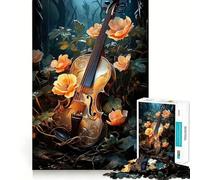 Puzzle Violino tra Fiori,1000 Pezzi,Gioco di Concentrazione Mentale,Taglio di Precisione,Bordi Lisci,Attività Assorbente per Serate Tranquille (38x52cm)