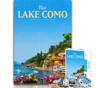 Puzzle "Visita il Lago di Como" da 1000 pezzi per adulti, impegnativo da completare ma divertente e umoristico, unico arredamento per la casa e regalo 50x75cm