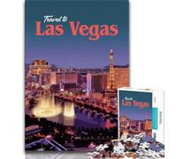 Puzzle "Visita Las Vegas" per adolescenti, difficili da completare ma divertenti e divertenti, con poster abbinato e foglio di quiz 75x50cm