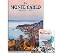 Puzzle "Visita Monte Carlo" per adulti, gioco stimolante e gioco per famiglie con pezzi completamente interconnessi di forma casuale, 50x75cm