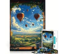 Puzzle "Vista dalla finestra con mongolfiere",1000 pezzi,gioco di logica,incastro perfetto,pezzi precisi,divertimento in famiglia,attività serale (38x26cm)