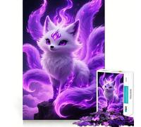 Puzzle "Volpe a nove code con fiamme viola" per adulti, 1000 pezzi, gioco per allenare la mente, rilassante e divertente, idea regalo per le vacanze (38x26cm)