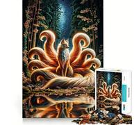 Puzzle "Volpe a nove code nella foresta" per ragazzi, 1000 pezzi, gioco di logica e abilità, rilassante, taglio preciso, regalo di Babbo Natale (50x75cm)
