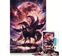 Puzzle "Volpe a nove code sotto la luna di sangue" per adolescenti, 1000 pezzi, gioco intelligente per tutta la famiglia, assemblaggio con motivo a tema Babbo Natale (38x52cm)
