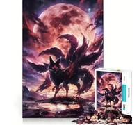 Puzzle "Volpe a nove code sotto la luna di sangue" per ragazzi, 1000 pezzi, stimola la memoria, gioco al chiuso, immagine da assemblare, regalo per le vacanze (38x26cm)