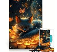 Puzzle "Volpe addormentata nel loto dorato" per adolescenti, 1000 pezzi, gioco per esercizi mentali, attività per la casa, taglio di precisione, decorazione murale 38x26cm