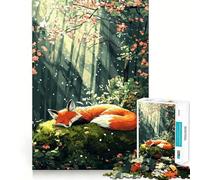 Puzzle "Volpe addormentata nella foresta" da 1000 pezzi per ragazzi, giocattolo intelligente per la casa, taglio preciso, regalo premuroso 50x75cm