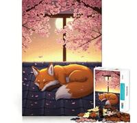Puzzle "Volpe addormentata sotto i ciliegi in fiore" da 1000 pezzi per ragazzi, gioco di logica, rilassante, con bordi di alta qualità, da collezione 50x75cm