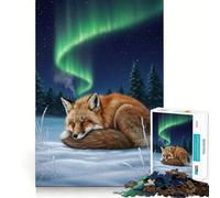 Puzzle "Volpe addormentata sotto l'aurora boreale" da 1000 pezzi per ragazzi, giocattolo intelligente per la casa, taglio preciso, regalo premuroso 50x75cm