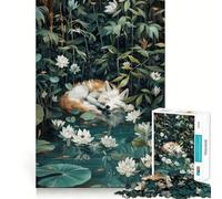 Puzzle "Volpe addormentata tra le ninfee" per ragazzi, 1000 pezzi, gioco di logica e antistress, taglio preciso, regalo di Babbo Natale 50x75cm