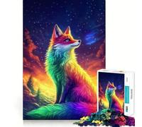 Puzzle "Volpe Arcobaleno - Osservazione delle Stelle" per adolescenti, 1000 pezzi, gioco di logica, lento, divertente, taglio perfetto, sorpresa di compleanno (50x75cm)