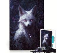 Puzzle "Volpe Bianca al Chiaro di Luna" da 1000 pezzi,gioco di memoria,taglio di precisione,attività creativa interattiva per stimolare la mente a casa (38x52cm)