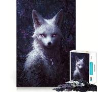 Puzzle "Volpe Bianca al Chiaro di Luna" da 1000 pezzi,gioco per lo sviluppo delle capacità cognitive,superficie liscia e priva di sbavature,attività rilassante di gruppo al chiuso (50x75cm)