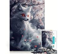 Puzzle Volpe Bianca dagli Occhi Rossi per Ragazzi,1000 Pezzi,Stimola la Mente,Divertente,Componenti Precisi e Robusti,Attività di Collezionabili Emozionante (50x75cm)