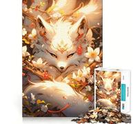Puzzle "Volpe Bianca in Fiore" da 1000 pezzi,divertente per allenare la mente,con componenti robusti e ben definiti,ideale per rilassarsi in casa (38x26cm)