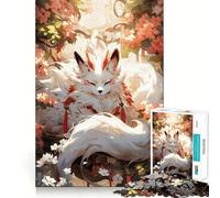 Puzzle "Volpe Bianca in Fiore" per adulti,1000 pezzi,gioco di logica e divertimento mentale,tecnologia di taglio laser avanzata,sfida divertente per ingannare il tempo (38x26cm)
