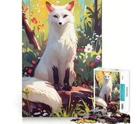 Puzzle "Volpe bianca in un prato fiorito" per ragazzi,1000 pezzi,gioco di sviluppo mentale,dimensioni uniformi,pezzi precisi,divertimento in famiglia,attività serale (38x26cm)