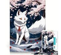 Puzzle Volpe Bianca Kitsune da 1000 pezzi,gioco di abilità mentale,incastro stabile,parti che non si spostano,passatempo divertente per i lunghi weekend (38x52cm)