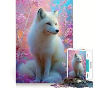 Puzzle "Volpe Bianca nel Giardino dei Ciliegi in Fiore" da 1000 pezzi,gioco di concentrazione mentale,tagli di precisione,bordi lisci,attività coinvolgente per serate tranquille (38x26cm)