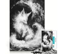 Puzzle "Volpe Bianca sotto la Luna" da 1000 pezzi,gioco di concentrazione mentale,tagli di precisione,bordi lisci,attività coinvolgente per serate tranquille (38x52cm)
