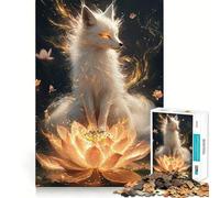 Puzzle "Volpe bianca su loto" per ragazzi,1000 pezzi,gioco stimolante per la mente,montaggio sicuro e sicuro,attività per rafforzare i legami affettivi (50x75cm)